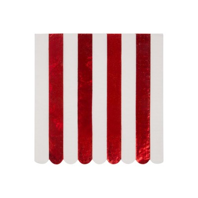 Meri Meri Shiny Red Stripe Large Napkins