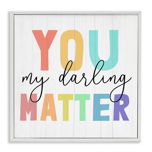 Stupell Industries You Darling Matter Rainbow Letters Framed Giclee Art, White, 12" x 12" - 1 of 4