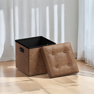 15" Ottoman with Storage, Folding Footstool, Storage Ottoman Bench, Cube Storage Chest Bedroom Bench with Storage 660 lb Load Capacity - 1 of 4
