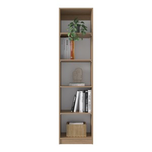 SEVOBAL Decorative Bookshelf Compact 5 Shelf Bookcase Slim Storage Organizer for Small Spaces, Brown, 11.77"*17.72"*71.1" - 1 of 4