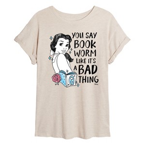Women's - Disney - You Say Bookworm Like Its A Bad Thing Oversized Graphic T-Shirt - 1 of 4