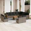 vidaXL 13 Piece Patio Sofa Set with Cushions Gray Poly Rattan - Gray With Table - 2 of 4