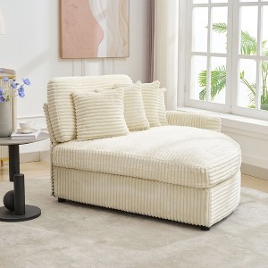 Hyleory Corduroy Oversized chaise lounge Sectional Sofa with 4 pillows,Upholstered Convertible Sofa - 1 of 1