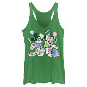 Women's Mickey & Friends Retro Minnie and Mickey Mouse Racerback Tank Top - 1 of 4