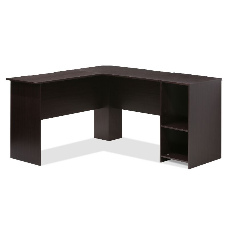 Furinno Indo L-Shaped Desk with Bookshelves, Espresso, 1 of 7