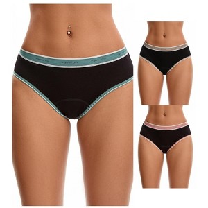 INSPIRE CHIC 3 Packs Women's Mid Rise Letter Print Contrast Binding Leak Proof Underpants - 1 of 4