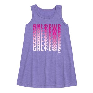 Girls' - Barbie - Girl Power in Illusion Wave Graphic Sleeveless Aline Dress - 1 of 2