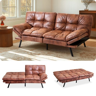 Dyonery Memory Foam Futon Sofa Bed|Convertible Sleeper Sofa with 3-Position Adjustable Backrest and 4-Position Armrest, 72" loveseat