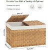 Aoibox Storage Basket with Lid Wicker 2 Separate Lids 42.3 Gallon Rattan Large Woven Basket 2 Liners Bedroom Laundry - 4 of 4