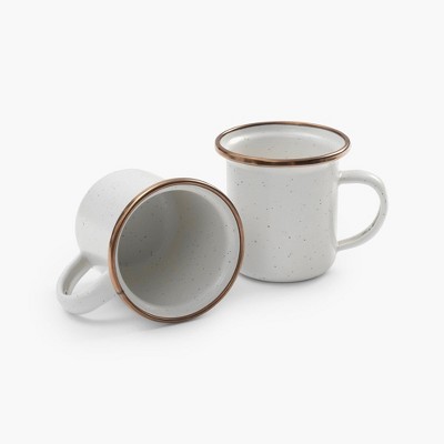 Barebones White Enamel Espresso Cup Set - Eggshell