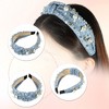 Unique Bargains Women's Pearly Crystal Knotted Women Headband Light Blue 1 Pc - 3 of 4