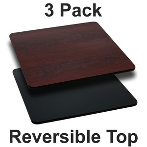Flash Furniture Glenbrook 3 Pack 24'' Square Table Top with Black or Mahogany Reversible Laminate Top - 1 of 2