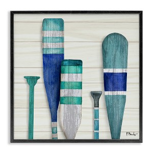 Stupell Industries Port Oars Blue Green Striped Patterns, 24" x 24" - 1 of 4