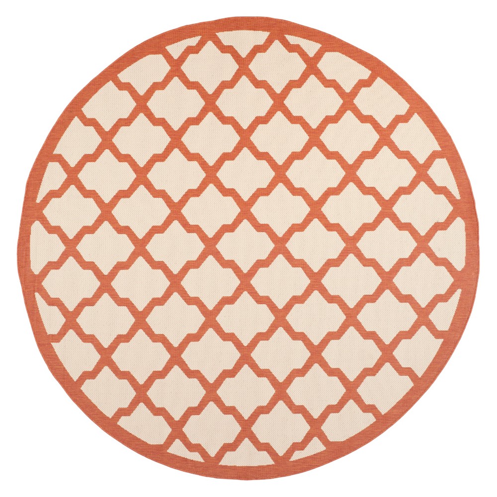 7'10in Round Amherst Evie Outdoor Rug Beige/Terracotta - Safavieh