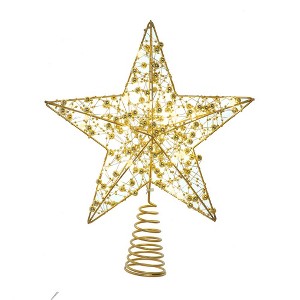 Kurt Adler 11.8-Inch Battery Operated LED Lighted 5-Point Gold Metal Star Tree Topper - 1 of 4