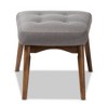 Waldmann Mid Century Modern Fabric Upholstered Ottoman Gray - Baxton Studio: Walnut-Finished Legs, Button-Tufted, Foam Padded - 2 of 4