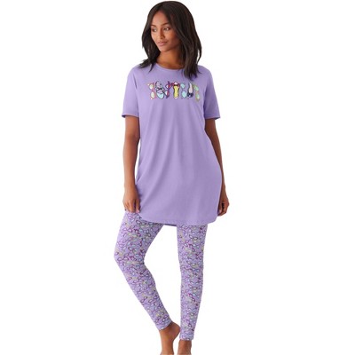 Dreams & Co. Women's Plus Size Graphic Tunic PJ Set