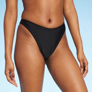 Women's Side-Tie Scoop Front High Leg Adjustable Bikini Bottom - Wild  Fable™ Black M