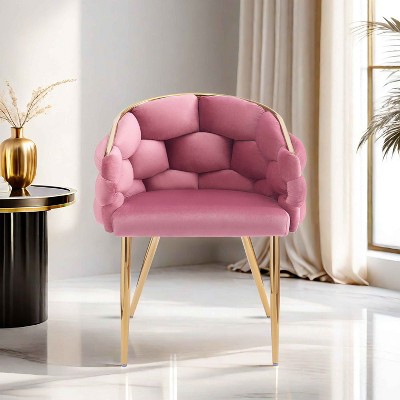 CAVINAS Velvet Upholstered Accent Chair with Gold Legs,Modern Arm Chairs for Bedroom,Reading Room,1pc/2pc