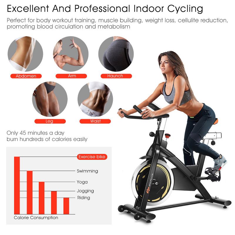 Costway Exercise Bike Cycle Trainer Indoor Workout Cardio Fitness Bicycle Stationary, 2 of 11
