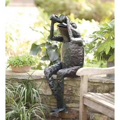 Wind & Weather Handcrafted Metal Frog with Binoculars Yard Accent