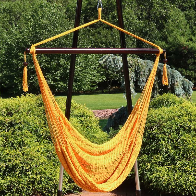 Sunnydaze Modern Boho-Style Soft-Spun Polyester Rope Hanging Caribbean XL Hammock Chair for Yard, Balcony, and Garden, 2 of 10