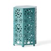 CAVINAS Modern Iron Patio Side Table with Sunburst Cut-out Pattern, Vintage Crackle Outdoor End Table, Hexagon Outdoor Accent Tables - 4 of 4