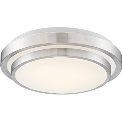 360 Lighting Modern Ceiling Light Flush Mount Fixture LED Silver 13 1/2" Wide Double Tier for Bedroom Kitchen Living Room Hallway