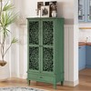 Freestanding Storage Cabinet Kitchen Pantry Accent Cabinet Decorative Sideboard Display Cabinet with Drawer & 2 Carved Door, Antique Retro - ModernLux - 3 of 4