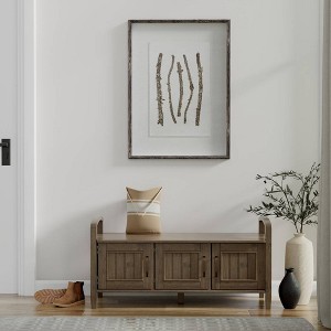 WyndenHall 44" Rowan Transitional Solid Wood Entryway Storage Bench Smoky Brown: Solid Wood, 3 Compartments, Shoe Organizer - 1 of 4