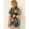 Allegra K Women's Hawaiian Floral Leaves Printed Short Sleeve Button Down Vintage Shirt - 3 of 4