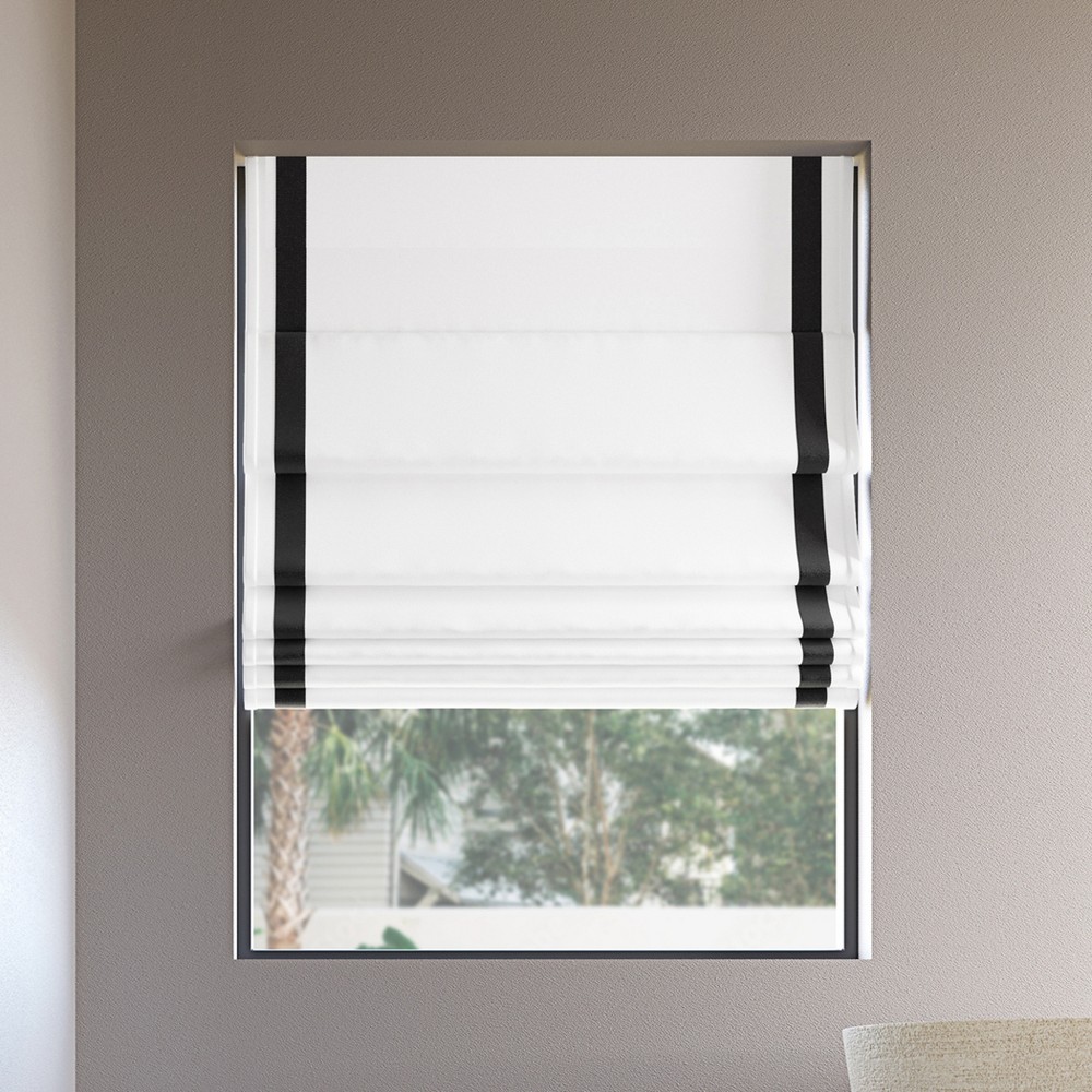 Photos - Blinds 39"x64" Sun Zero 100 Blackout Olander Ribbon Border Cordless Roman Window