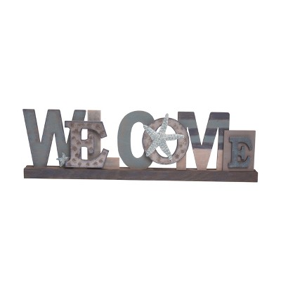 Transpac Wood 31 in. Multicolor Spring Coastal Welcome Sign