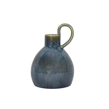 Oversized Handle Pitcher Vase Blue Porcelain by Foreside Home & Garden