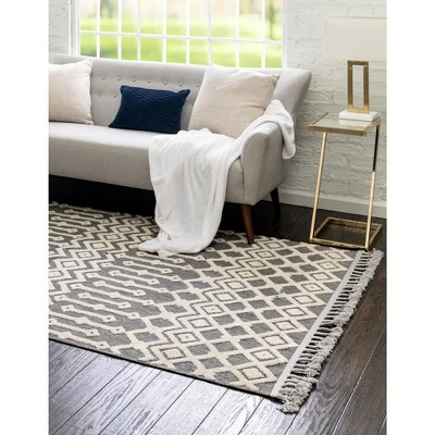 Charcoal Gray Geometric Braided Synthetic 9' x 12' Area Rug