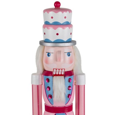 15" Pink and Blue Cake King Nutcracker Christmas Figure