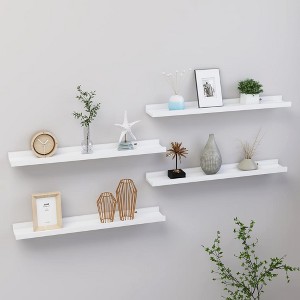 Wall Shelf Set of 4 White MDF 23.6x3.5x1.2 in Wall mounting - 1 of 4