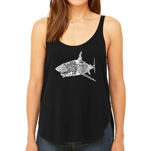 LA Pop Art Women's Premium Word Art Flowy Tank Top - SPECIES OF SHARK - 1 of 4