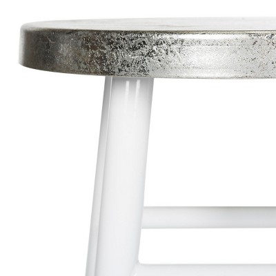 Transitional Silver-Dipped 24" White Metal Counter Stool