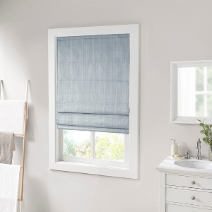 Vynxaria 31"Wx64"L Basketweave Room Darkening Cordless Roman Shade,Blue(Only 1 PC) - 1 of 4