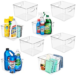Sorbus 8 Pack Medium Clear Plastic Storage Bins with Handle - Organization and Storage for Laundry Room, Closet, Under Sink, Bathroom and more - 1 of 4