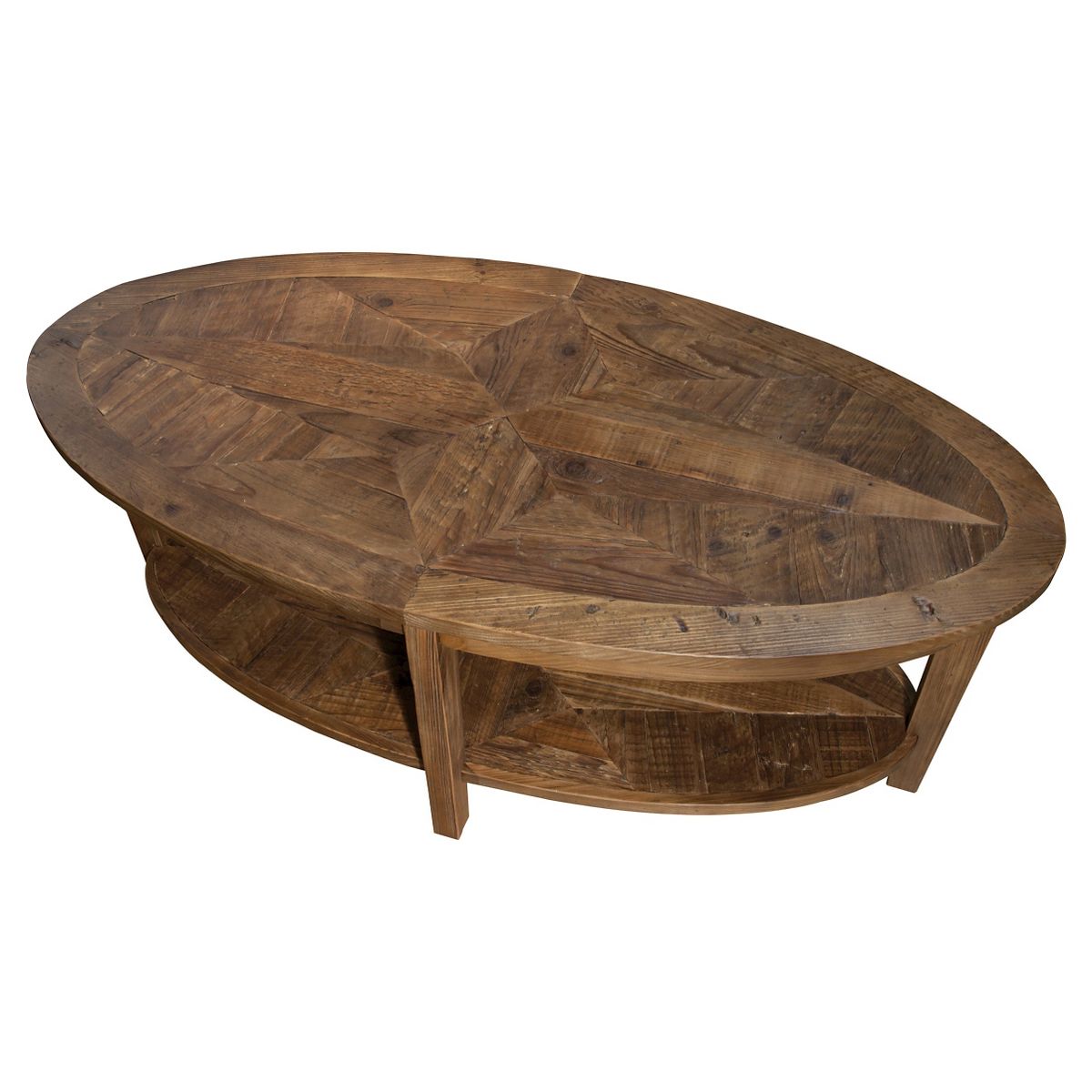 Alaterre Revive 48-inch Oval Coffee Table with Storage Shelf for Living Room Décor, Natural - thumbnail 2