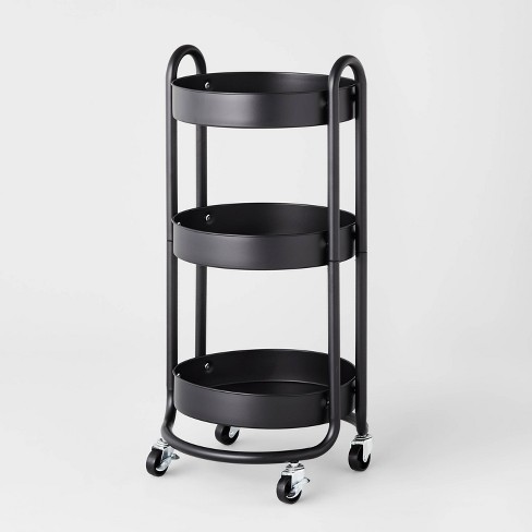 3 Tier Metal Utility Cart Black - Brightroom™