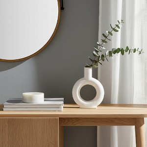 Sagebrook Home Round Ceramic Circle Cut-Out Table Vase, Home or Office Decor 7 L x 2 W x 9 H Inches - 1 of 4
