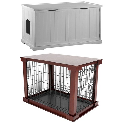 Merry products end table pet crate 2025 with cage cover