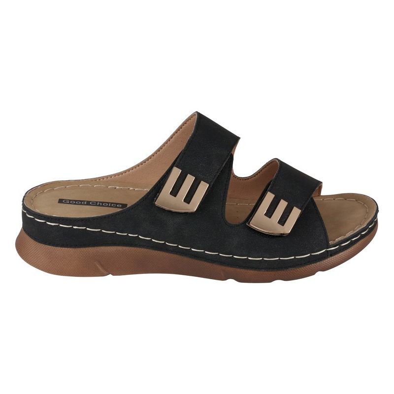 GC Shoes Gretchen Double Velcro Band Comfort Slide Flat Sandals, 2 of 6