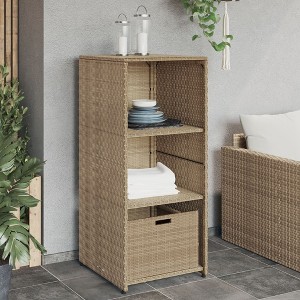 vidaXL Patio Storage Cabinet Beige 19.7"x21.7"x45.3" Poly Rattan - 1 of 4