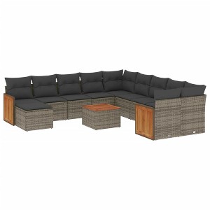 vidaXL Garden Sofa Set Grey and Dark Grey - 1 of 4