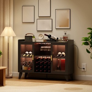 Modern Wine Bar Cabinet, Coffee Bar Cabinet with Wine Rack and Glass Holder, Kitchen Buffet Sideboard with Storage Rack for Living Room Dining Room - 1 of 4