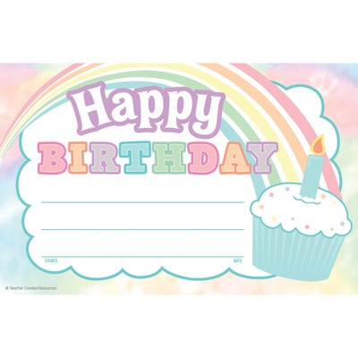 Teacher Created Resources Pastel Pop Happy Birthday Awards, Pack of 25 (Case of 6)